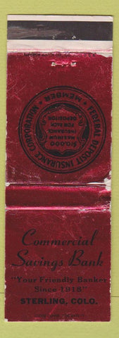 Matchbook Cover - Commercial Savings BANk Sterling Colorado WORN