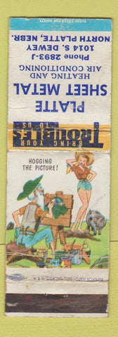 Matchbook Cover - Platte Sheet Metal North Platte NE hillbilly WORN