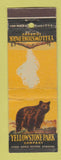 Matchbook Cover - Yellowstone National Park bear Old Faithful geyser