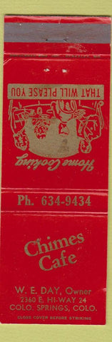 Matchbook Cover - Chimes Cafe Colorado Springs