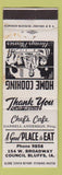 Matchbook Cover - Chef's Cafe Council Bluffs IA STAINED