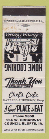Matchbook Cover - Chef's Cafe Council Bluffs IA STAINED