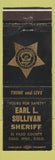 Matchbook Cover - Earl Sullivan Sheriff Colorado Springs El Paso County WEAR