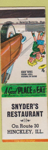 Matchbook Cover - Snyder's Restuarant Hinckley IL