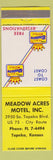 Matchbook Cover - Meadow Acres Motel Topeka KS