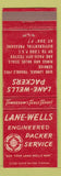 Matchbook Cover - Lane Wells Valve Ring Seals