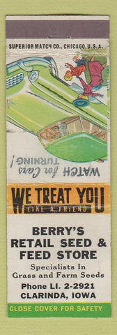 Matchbook Cover - Berry's Seed Feed Clarinda IA