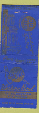 Matchbook Cover - Western Bowling Los Angeles CA WORN BOBTAIL