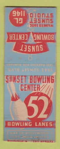 Matchbook Cover - Sunset Bowling Center Los Angeles CA BOBTAIL