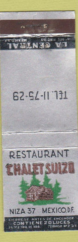 Matchbook Cover - Restaurant Chalet Suizo Niza Mexico WEAR