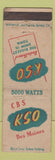 Matchbook Cover - CBS KSO Radio Des Moines IA WORN
