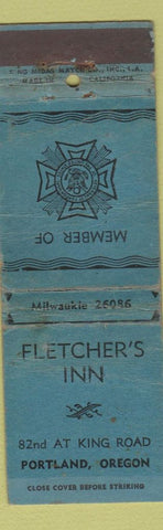 Matchbook Cover - Fletcher's Inn Portland OR VFW WORN KING MIDAS