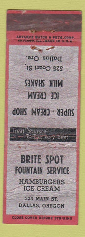 Matchbook Cover - Brite Spot Fountain Dallas OR ADVANCE WORN