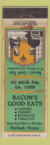 Matchbook Cover - Bacon's Good Eats Portland OR