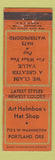 Matchbook Cover - Art Holmboe's Hat Shop Portland OR WORN