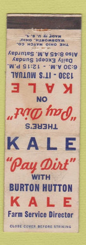 Matchbook Cover - Burton Hutton KALE Farm Service Director 1330 Radio WORN