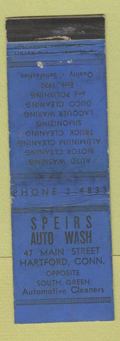 Matchbook Cover - Speirs Auto Wash Hartford CT MERCHANTS