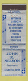 Matchbook Cover - John R Nelson Insurance Atlantic IA