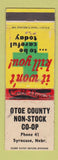 Matchbook Cover - Otoe County Non Stock COOP Syracuse NE low phone WORN