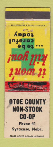 Matchbook Cover - Otoe County Non Stock COOP Syracuse NE low phone WORN