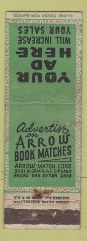 Matchbook Cover - Arrow Book Amtches Chicago IL WEAR