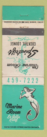 Matchbook Cover - Marine Room La Jolla CA Mermaid WORN