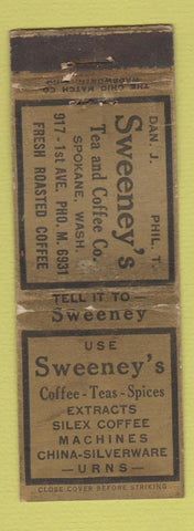 Matchbook Cover - Sweeney's Coffee Teas Spokane WA WORN
