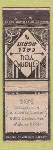 Matchbook Cover - Sid's ARROW STAMED WORN
