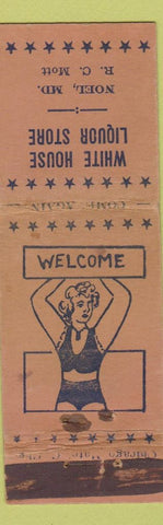 Matchbook Cover - White House Liquor Noel MD girlie nude girlie back WEAR
