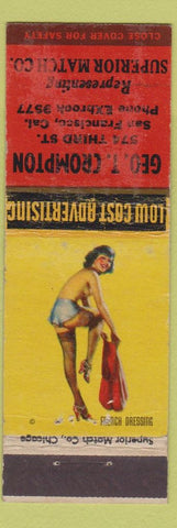 Matchbook Cover - Geo Crmpton San Francisco CA Superior Match pinup WEAR