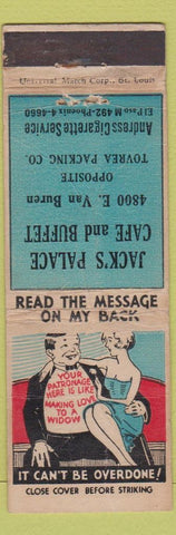 Matchbook Cover - Jack's Palace Cafe Buffet  Phoenix AZ POOR