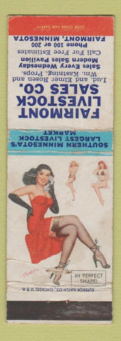 Matchbook Cover - Fairmont Livestock Sales Fairmont MN low phone pinup WORN