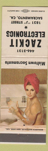 Matchbook Cover - Zackit Electronics Sacramento CA pinup WEAR