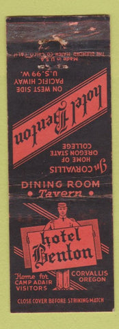 Matchbook Cover - Hotel Benton Corvallis OR WORN