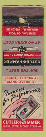 Matchbook Cover - Cutler Hammer Garage Doors? Motor Control Milwaukee WI