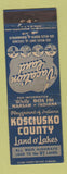 Matchbook Cover - Kosciusko County Land O Lakes Warsaw IN