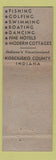 Matchbook Cover - Kosciusko County Land O Lakes Warsaw IN