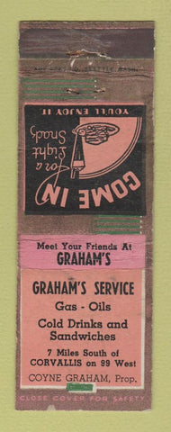 Matchbook Cover - Graham's oil gas Corvallis OR WEAR
