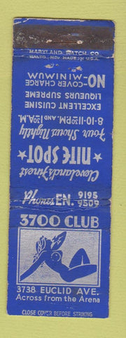 Matchbook Cover - 3700 Club Cleveland OH girlie #922a WORN