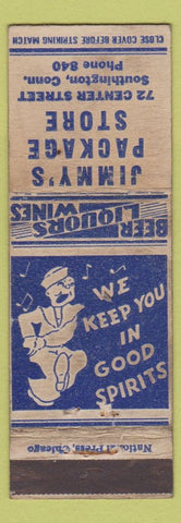 Matchbook Cover - Jimmy's Package Liquor Southington CT low phone WORN