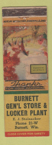 Matchbook Cover - Burnett General Store Locker WI WORN