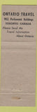 Matchbook Cover - Onatrio Tourism Toronto ON