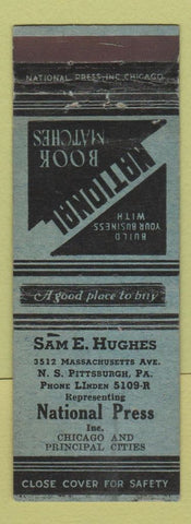 Matchbook Cover - Sam E Hughes National Press Matchbooks Pittsburgh PA