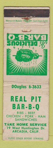 Matchbook Cover - Real Pit BBQ Arcadia CA WEAR