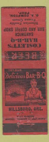 Matchbook Cover - Coslett's BBQ Hillsboro OR girlie WORN
