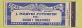 Matchbook Cover - J Martin Peterson County Treasurer Election