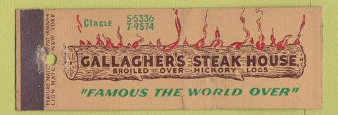 Matchbook Cover - Gallagher's Steak House  New York City feature