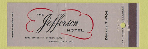 Matchbook Cover - Jefferson Hotel Washington DC