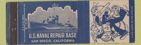 Matchbook Cover - US Naval Repair Base San Diego CA WEAR