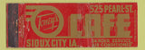 Matchbook Cover - Toney's Cafe Sioux City IA